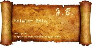 Heimler Béla névjegykártya
